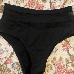 High waist mesh black swarm wear